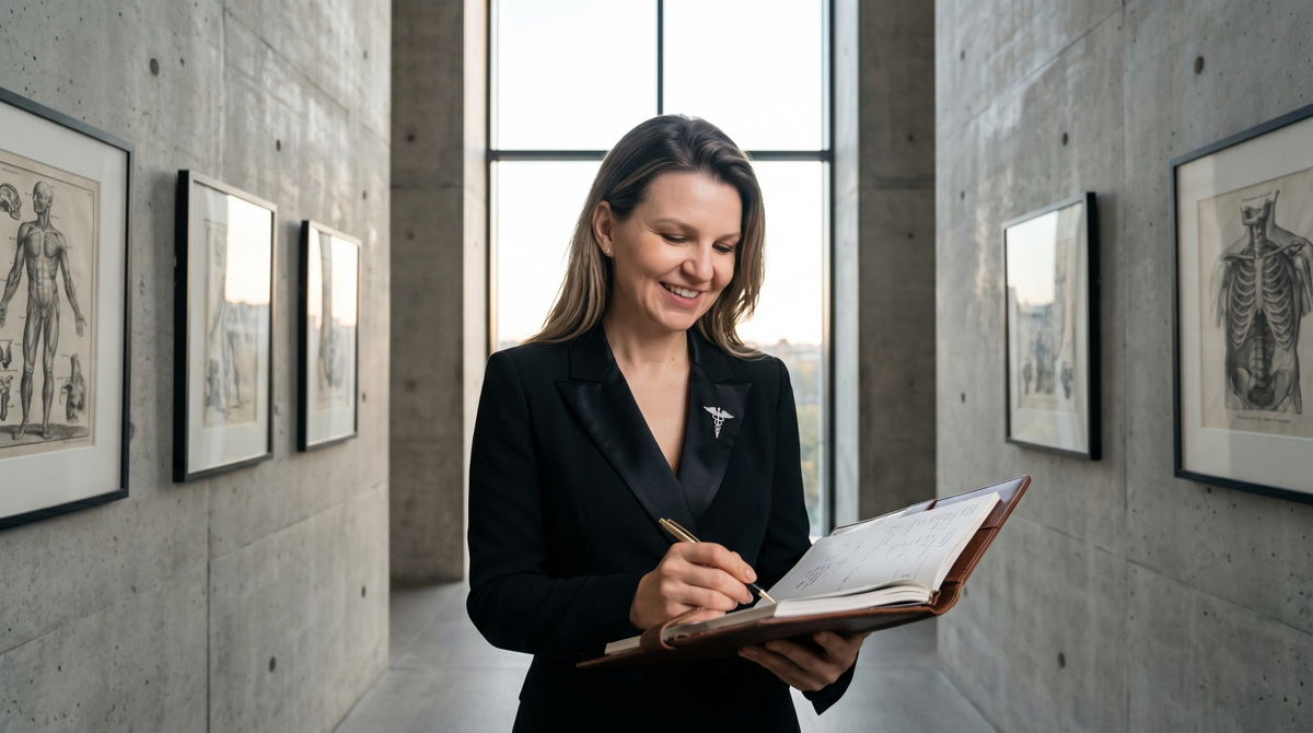 Physician reviewing preventive health screening results on a digital tablet